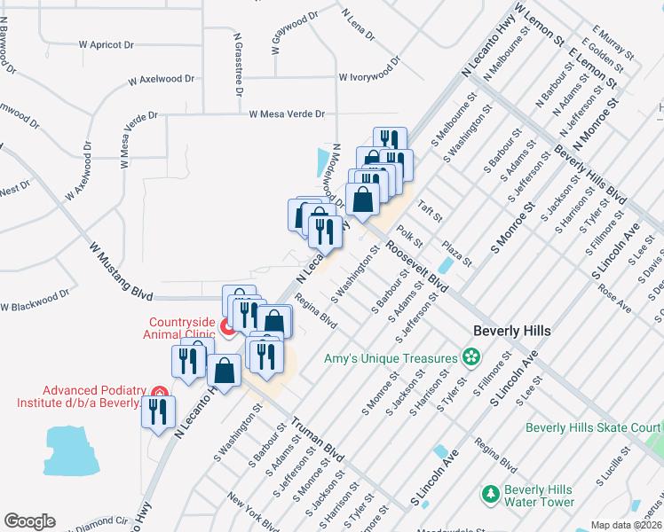 map of restaurants, bars, coffee shops, grocery stores, and more near 10 Daniel Court in Beverly Hills