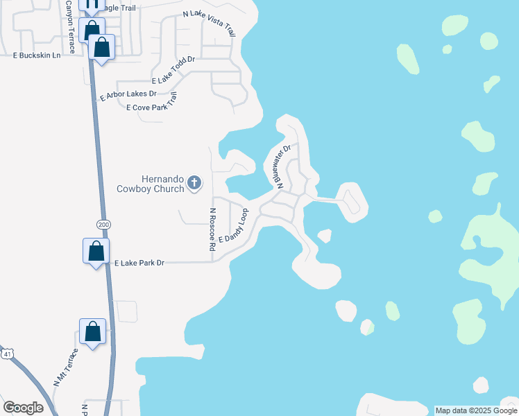 map of restaurants, bars, coffee shops, grocery stores, and more near 3900 North Bluewater Drive in Hernando