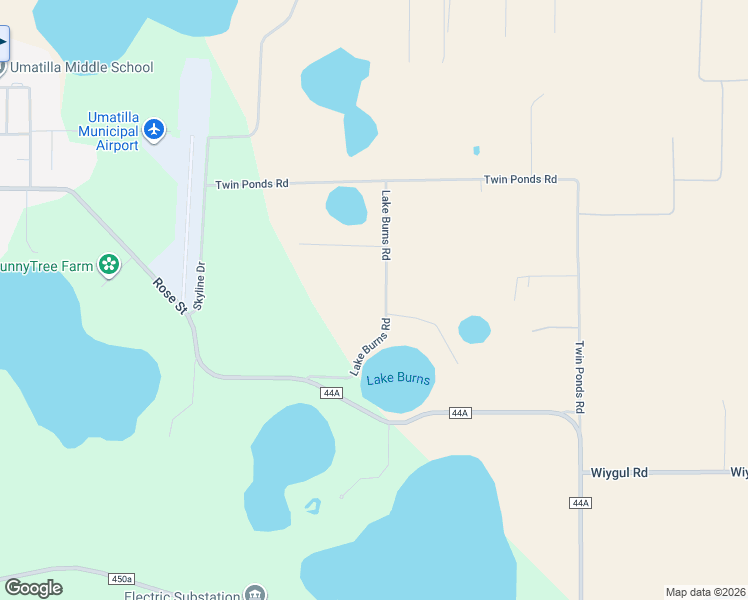 map of restaurants, bars, coffee shops, grocery stores, and more near 39149 Lake Burns Road in Umatilla
