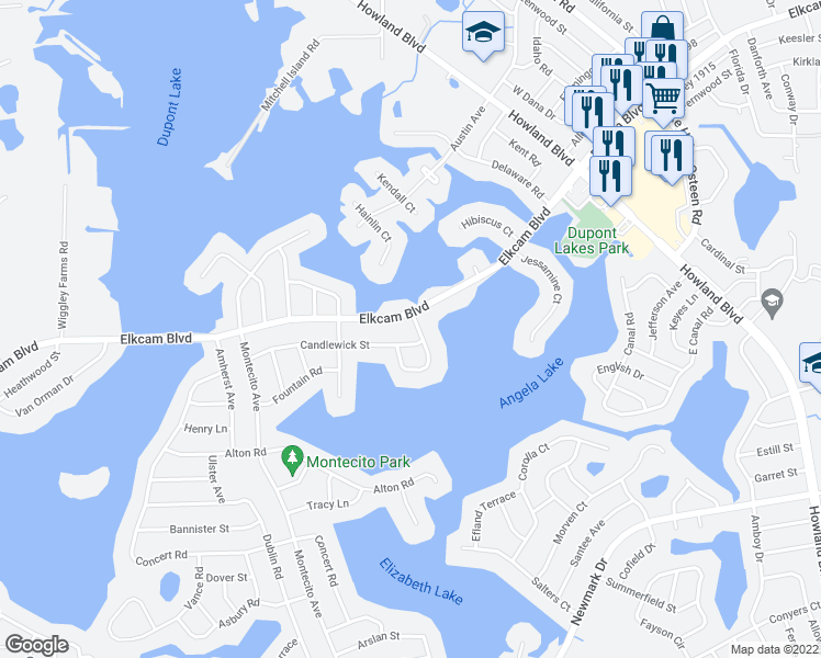map of restaurants, bars, coffee shops, grocery stores, and more near 2010 Stacey Circle in Deltona