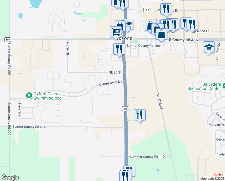 map of restaurants, bars, coffee shops, grocery stores, and more near 11283 Berning Terrace in Oxford