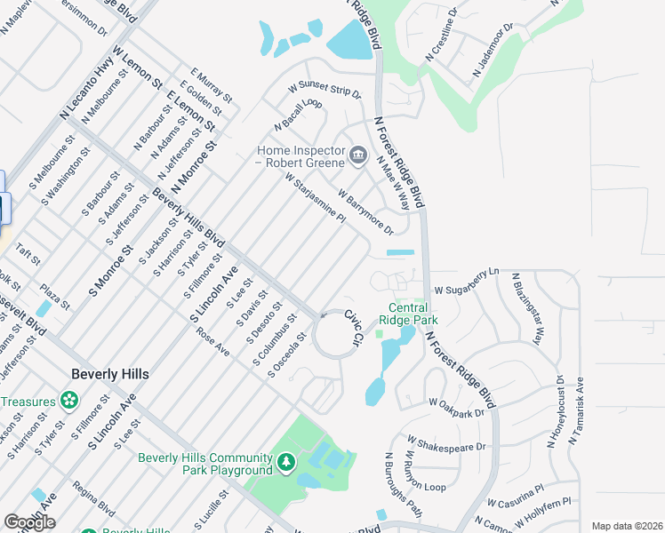 map of restaurants, bars, coffee shops, grocery stores, and more near 20 North Columbus Street in Beverly Hills