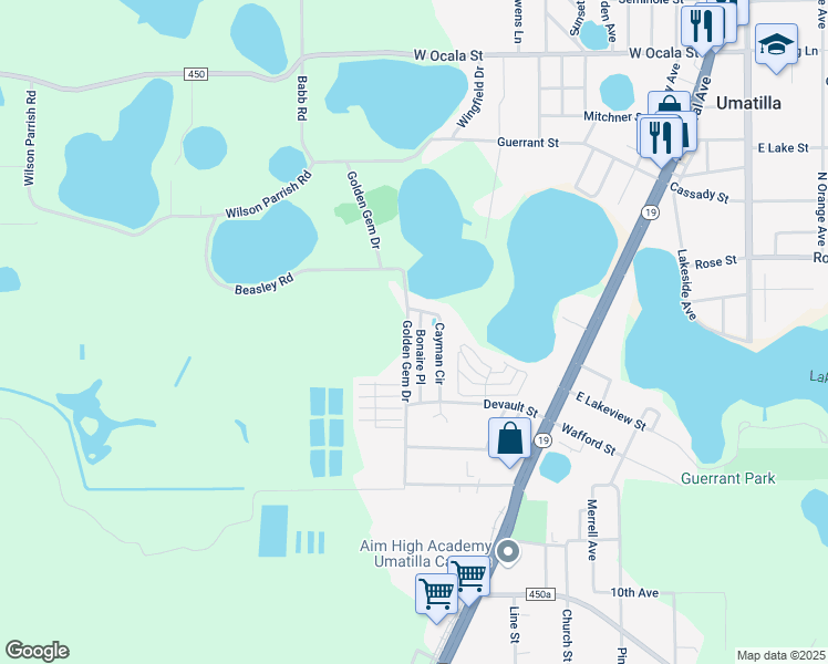 map of restaurants, bars, coffee shops, grocery stores, and more near 29 Bonaire Place in Umatilla