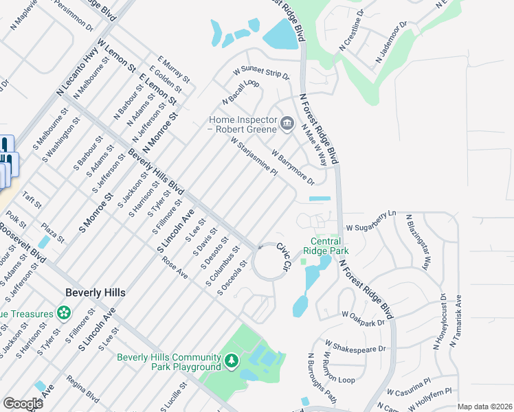 map of restaurants, bars, coffee shops, grocery stores, and more near 20 North Columbus Street in Beverly Hills