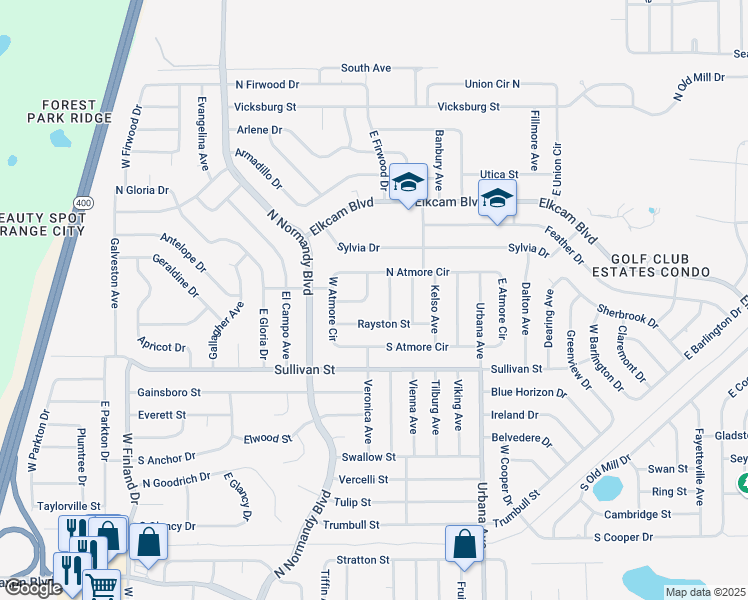 map of restaurants, bars, coffee shops, grocery stores, and more near 801 Coltra Lane in Deltona