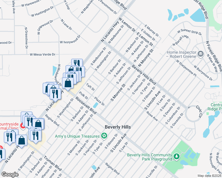 map of restaurants, bars, coffee shops, grocery stores, and more near 42 South Jefferson Street in Beverly Hills