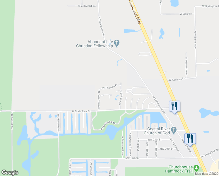 map of restaurants, bars, coffee shops, grocery stores, and more near 11141 West Thoreau Place in Crystal River