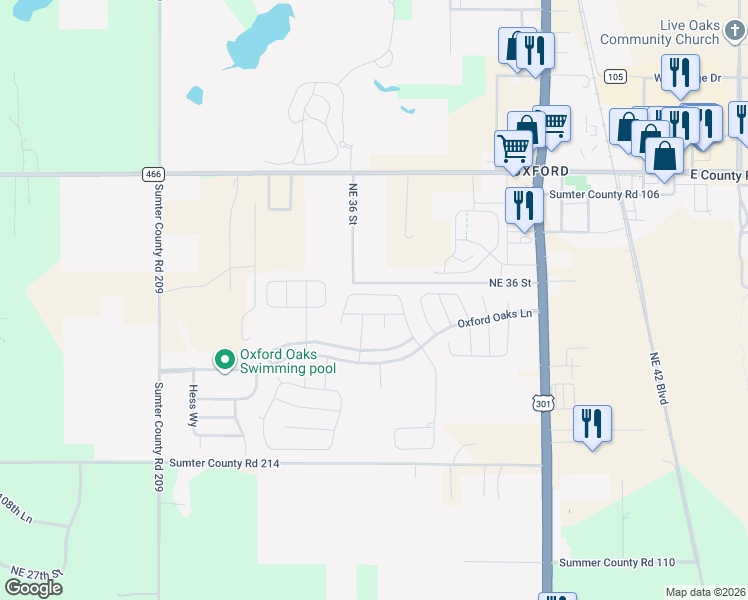 map of restaurants, bars, coffee shops, grocery stores, and more near 3534 Thorne Path in Oxford