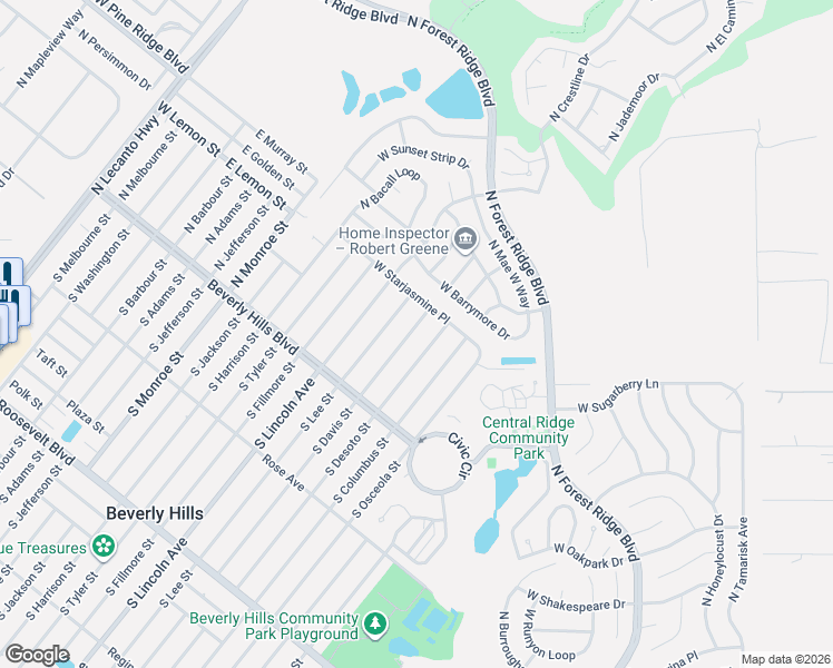 map of restaurants, bars, coffee shops, grocery stores, and more near 32 North Desoto Street in Beverly Hills