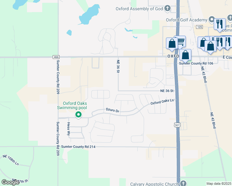 map of restaurants, bars, coffee shops, grocery stores, and more near 3520 Thorne Path in Oxford