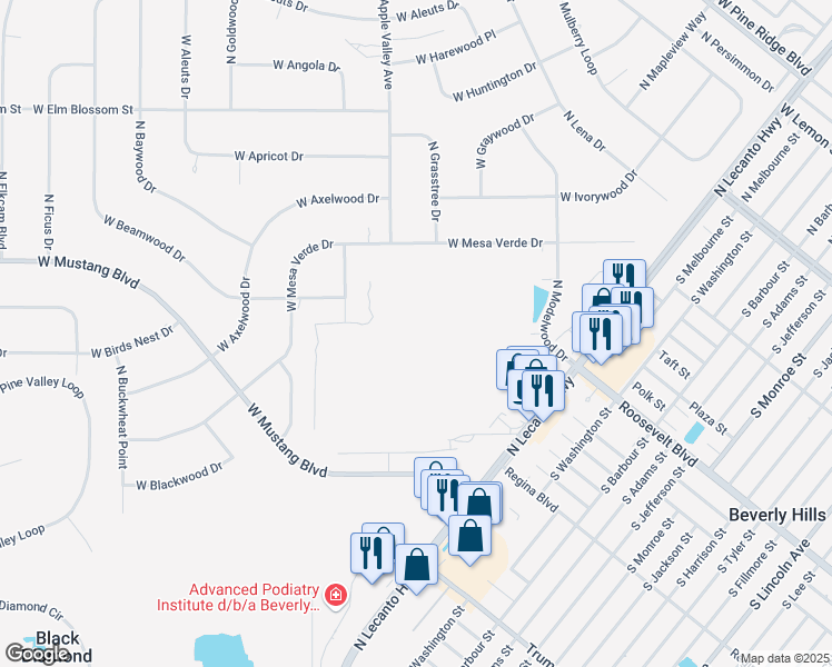 map of restaurants, bars, coffee shops, grocery stores, and more near 4115 North Bartley Terrace in Beverly Hills