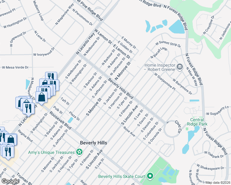 map of restaurants, bars, coffee shops, grocery stores, and more near 7 South Jackson Street in Beverly Hills