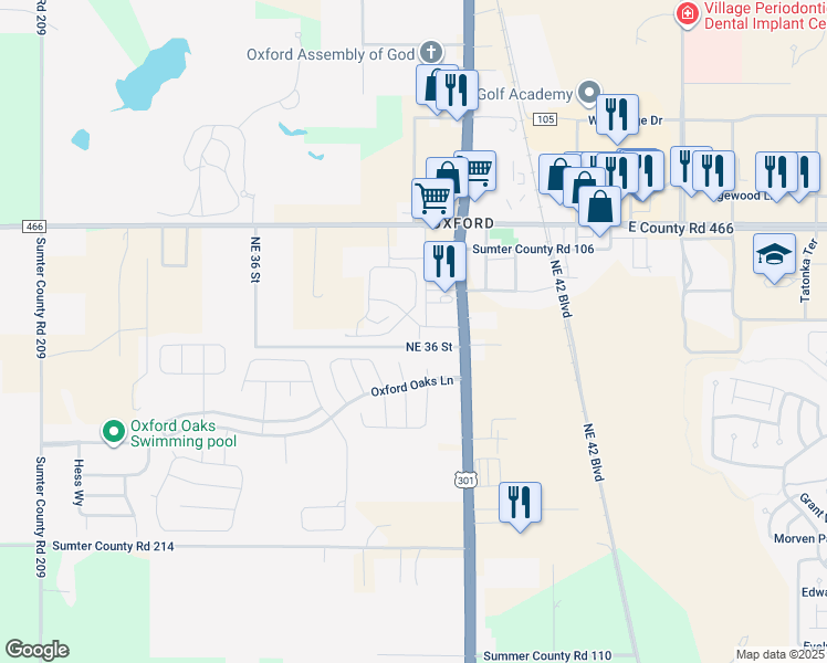 map of restaurants, bars, coffee shops, grocery stores, and more near 3795 Bismarck Court in Oxford