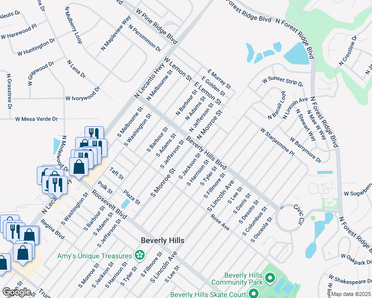 map of restaurants, bars, coffee shops, grocery stores, and more near 4 South Jefferson Street in Beverly Hills