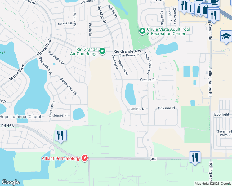 map of restaurants, bars, coffee shops, grocery stores, and more near 1106 Monterey Lane in Lady Lake
