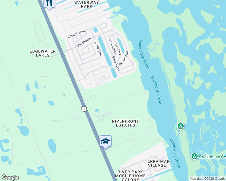 map of restaurants, bars, coffee shops, grocery stores, and more near 4115 U.S. 1 in Edgewater