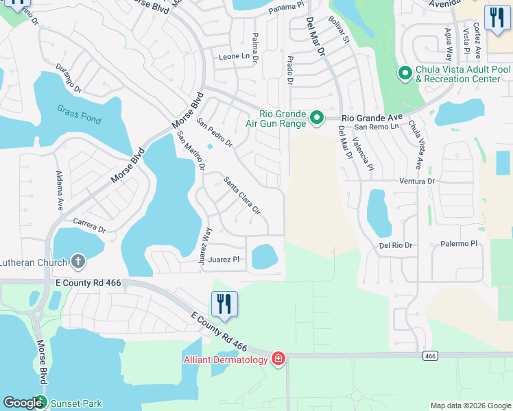 map of restaurants, bars, coffee shops, grocery stores, and more near 321 Santa Clara Circle in The Villages