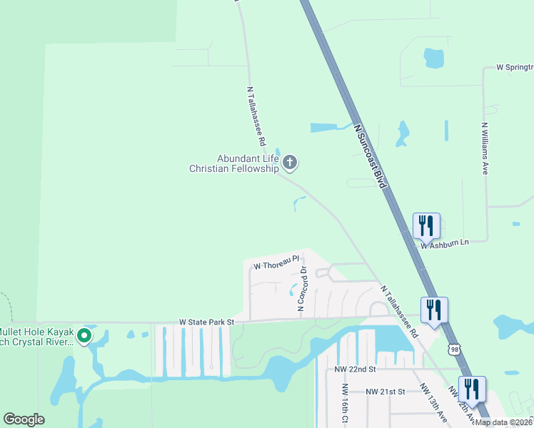map of restaurants, bars, coffee shops, grocery stores, and more near 4494 North Tallahassee Road in Crystal River