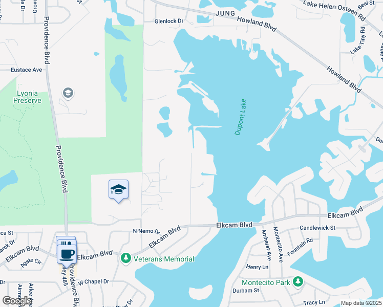 map of restaurants, bars, coffee shops, grocery stores, and more near 2199 Wiggley Farms Road in Deltona