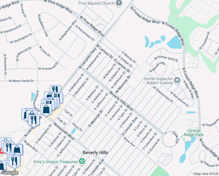 map of restaurants, bars, coffee shops, grocery stores, and more near 4 South Jefferson Street in Beverly Hills