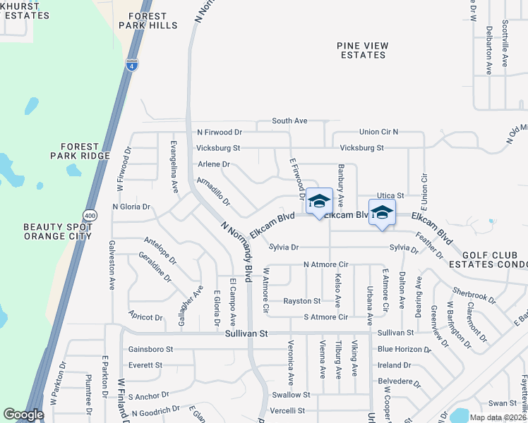 map of restaurants, bars, coffee shops, grocery stores, and more near 710 Armadillo Drive in Deltona
