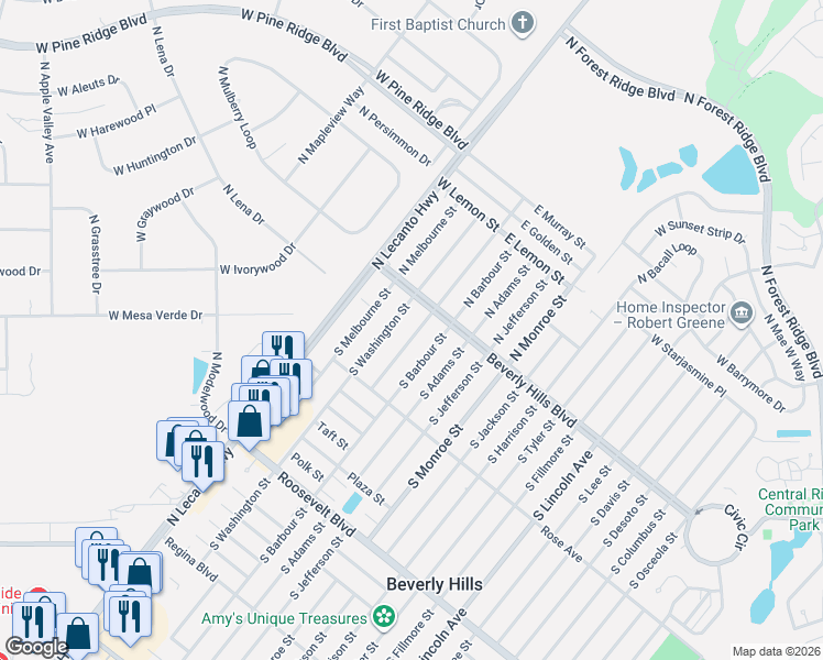 map of restaurants, bars, coffee shops, grocery stores, and more near 10 South Wadsworth Avenue in Beverly Hills