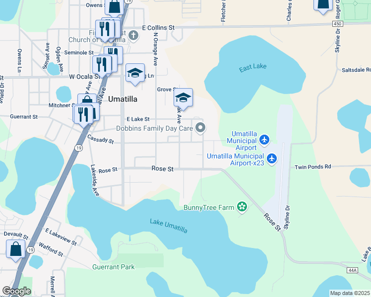 map of restaurants, bars, coffee shops, grocery stores, and more near 350 Cassady Street in Umatilla