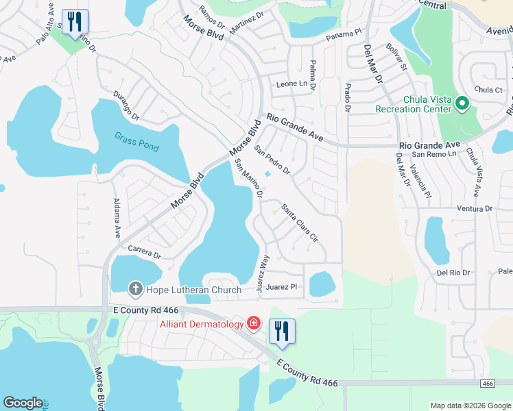 map of restaurants, bars, coffee shops, grocery stores, and more near 422 San Marino Drive in Lady Lake