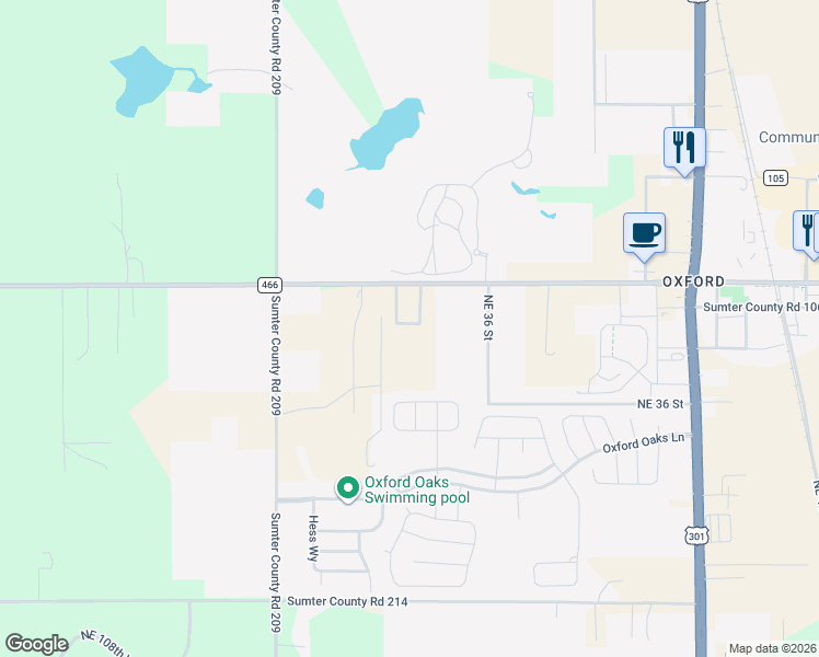map of restaurants, bars, coffee shops, grocery stores, and more near 3317 County Road 207 in Oxford