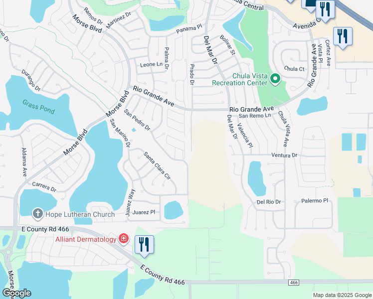 map of restaurants, bars, coffee shops, grocery stores, and more near 415 Amaya Avenue in The Villages