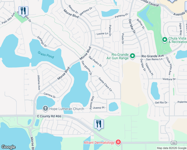 map of restaurants, bars, coffee shops, grocery stores, and more near 424 Santa Clara Circle in The Villages
