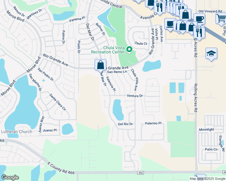 map of restaurants, bars, coffee shops, grocery stores, and more near 506 Valencia Place in Lady Lake