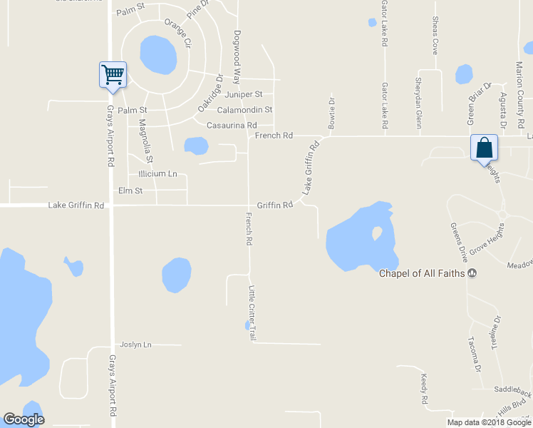 map of restaurants, bars, coffee shops, grocery stores, and more near 4570 Hillcrest View in Lady Lake