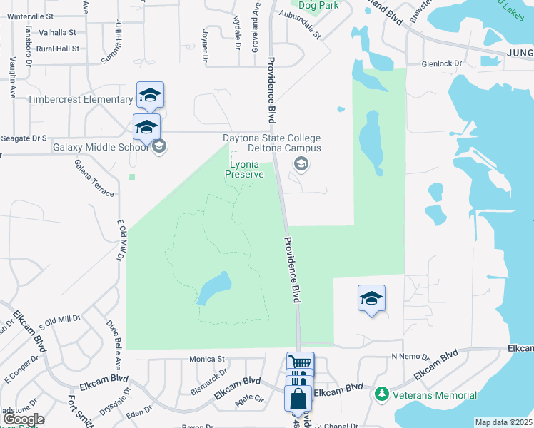 map of restaurants, bars, coffee shops, grocery stores, and more near 2401 Eustace Avenue in Deltona