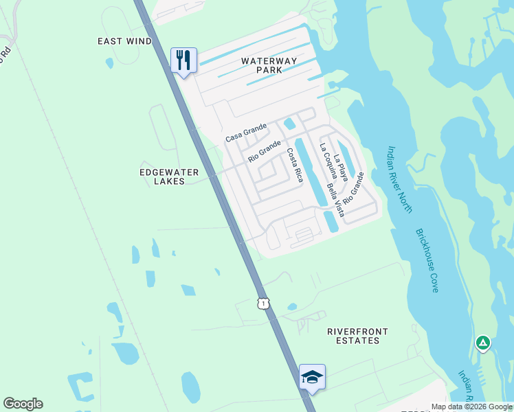 map of restaurants, bars, coffee shops, grocery stores, and more near 158 La Gardinia in Edgewater