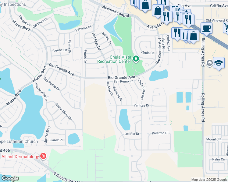 map of restaurants, bars, coffee shops, grocery stores, and more near 522 Valencia Place in Lady Lake