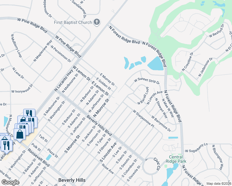 map of restaurants, bars, coffee shops, grocery stores, and more near 999 West Colbert Court in Beverly Hills