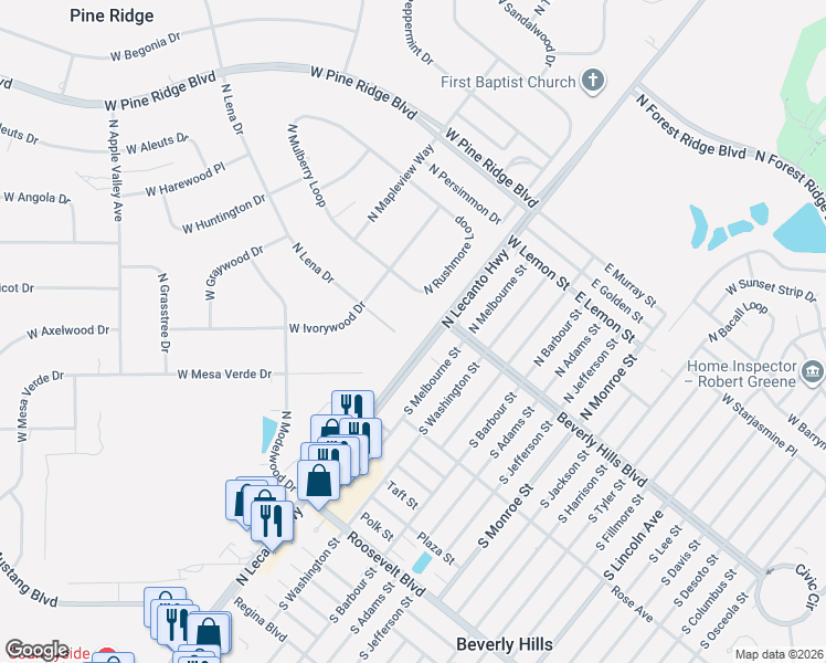 map of restaurants, bars, coffee shops, grocery stores, and more near 4401 North Lena Drive in Beverly Hills