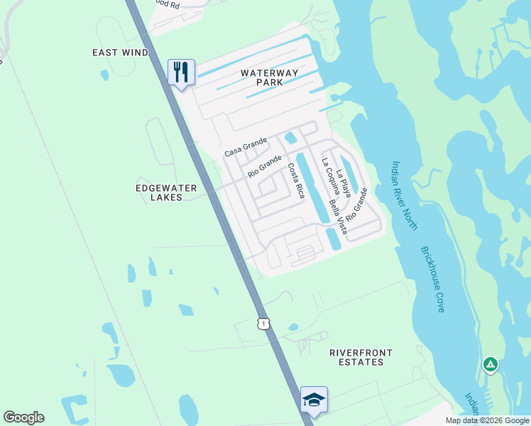 map of restaurants, bars, coffee shops, grocery stores, and more near 158 La Gardinia in Edgewater
