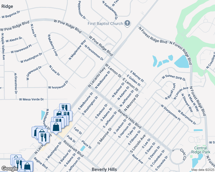 map of restaurants, bars, coffee shops, grocery stores, and more near 13 North Washington Street in Beverly Hills