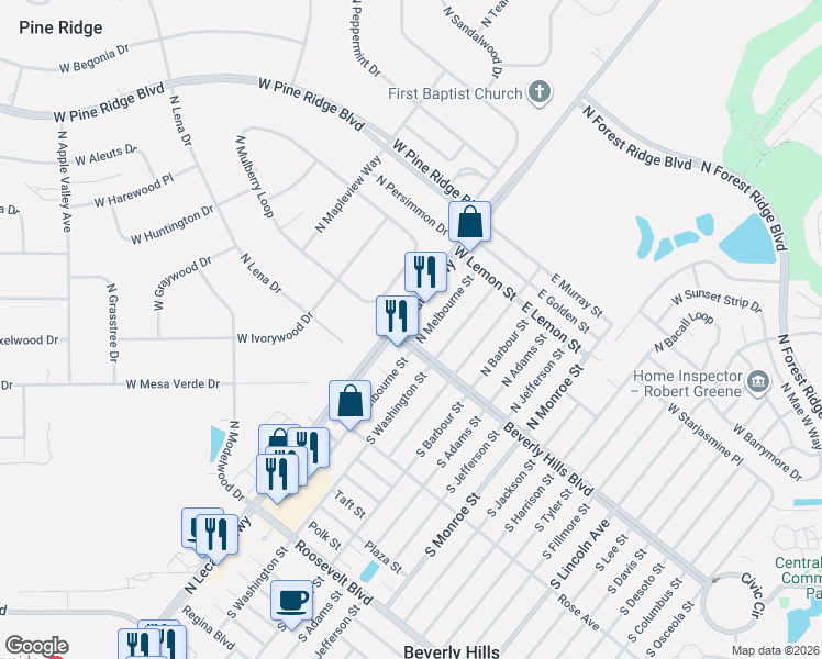 map of restaurants, bars, coffee shops, grocery stores, and more near 1 Beverly Hills Boulevard in Beverly Hills