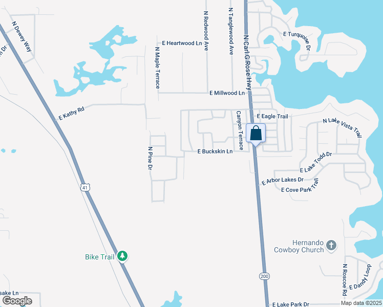 map of restaurants, bars, coffee shops, grocery stores, and more near 3160 East Buckskin Lane in Hernando