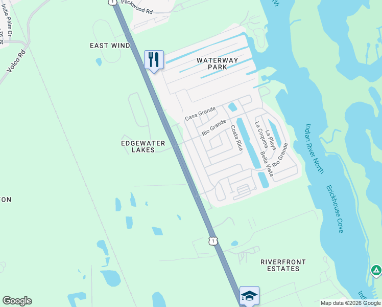 map of restaurants, bars, coffee shops, grocery stores, and more near 100 Rio Grande in Edgewater