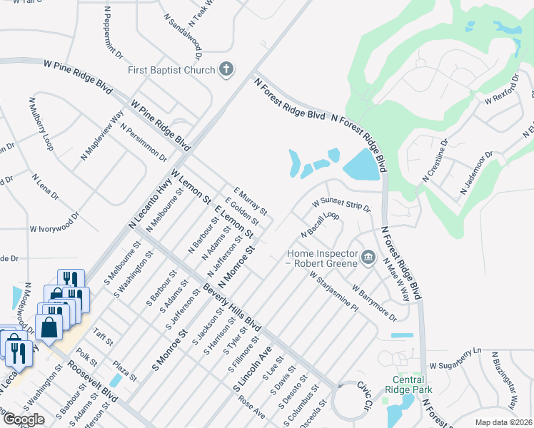 map of restaurants, bars, coffee shops, grocery stores, and more near 31 East Murray Street in Beverly Hills