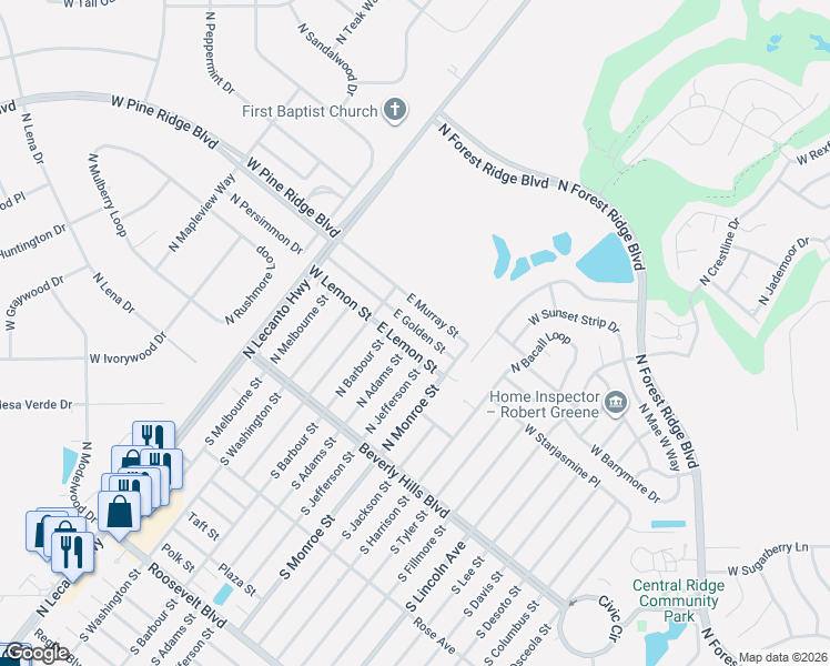 map of restaurants, bars, coffee shops, grocery stores, and more near 18 East Golden Street in Beverly Hills