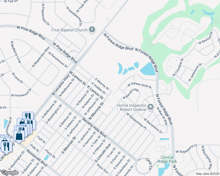 map of restaurants, bars, coffee shops, grocery stores, and more near 31 East Murray Street in Beverly Hills