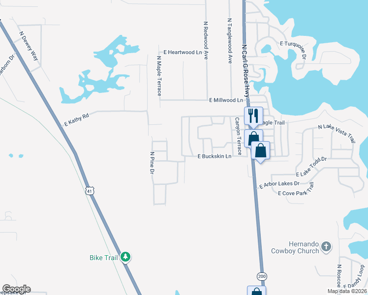 map of restaurants, bars, coffee shops, grocery stores, and more near 4505 North Winchester Terrace in Hernando