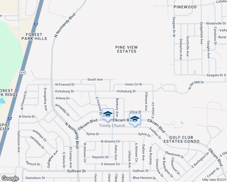 map of restaurants, bars, coffee shops, grocery stores, and more near 985 Union Circle West in Deltona