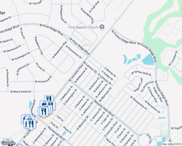map of restaurants, bars, coffee shops, grocery stores, and more near 27 North Washington Street in Beverly Hills