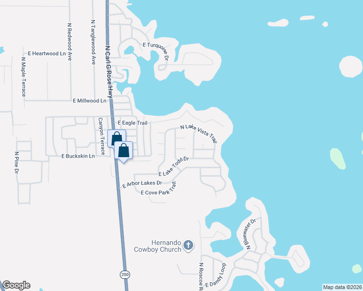 map of restaurants, bars, coffee shops, grocery stores, and more near 3779 East Kiwi Cove Court in Hernando